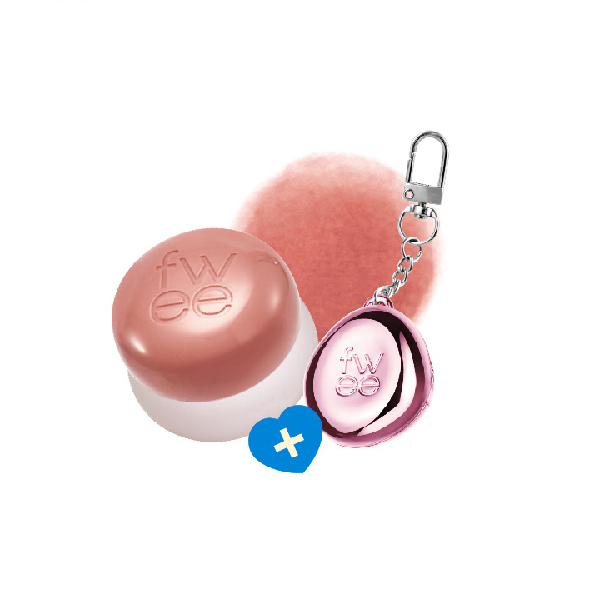 Fwee - Lip & Cheek Blurry Pudding Pot + Pendant Keyring (Random Color) Set - 5g - ND04 My von Fwee