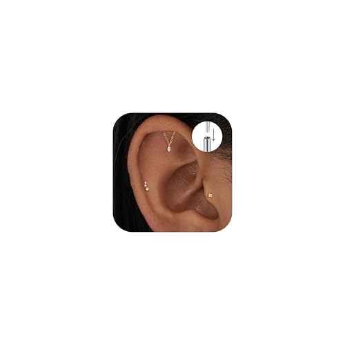 Fwlisesa Helix-Piercing-Schmuck mit flacher Rückseite, winzige gewindelose Ohrringe mit flacher Rückseite, niedlicher Stern, Schlangennase, Knorpel, Tragus-Ohrringe für Frauen, 18 g, Tragus-Piercing Fwlisesa Helix-Piercing-Schmuck mit flacher Rückseite, winzige gewindelose Ohrringe mit flacher Rückseite, niedlicher Stern, Schlangennase, Knorpel, Tragus-Ohrringe für Frauen, 18 g, Tragus-Piercing von Fwlisesa