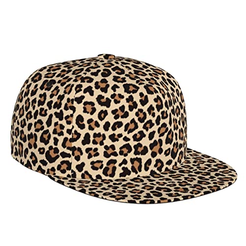 Fxuyyok Lustiger verstellbarer Snapback-Hut mit Tierdruck für Damen und Herren, Hip-Hop-Kappe, Baseballkappe, flache Krempe, Leopard Skin Print 02, One size von Fxuyyok