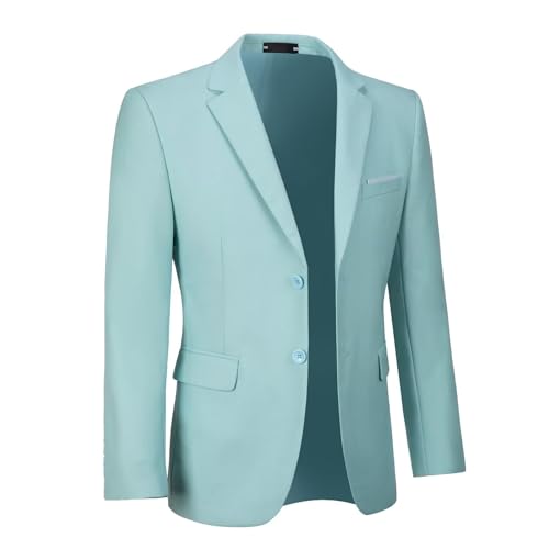 Herren Anzugjacken Casual Zwei Knöpfe Slim Fit Blazer Anzug trennt Mantel Sport Mäntel mit Taschen für Hochzeit Abschlussball Party, Mintgrün, XS Herren Anzugjacken Casual Zwei Knöpfe Slim Fit Blazer Anzug trennt Mantel Sport Mäntel mit Taschen für Hochzeit Abschlussball Party, Mintgrün, XS von Fxzpiodi