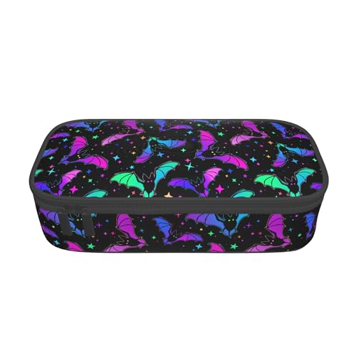 FyLybois Federmäppchen mit Fledermaus-Design, großes Fassungsvermögen, Reißverschluss, Aufbewahrung Schreibwarentasche für College, Büro, Organizer von FyLybois