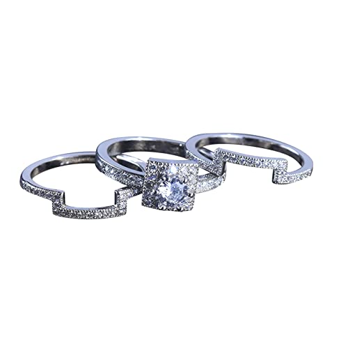 3in1 Silberringe Set Zartes Design Set Modering Licht Luxus Hochwertiger Ring Abschlussgeschenk Muttertagsgeschenk Geburtstagsgeschenk Ringe für Frauen (Silver, 7) von Fycakly