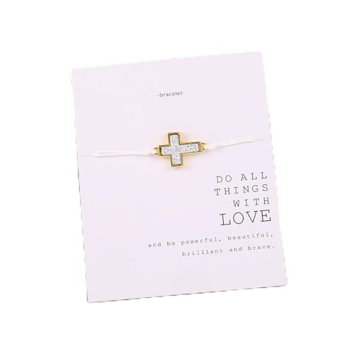 Armbänder für Frauen Kristall-Cluster-Harz-Kreuz-Wachs-Seil-Armband, verstellbares Armband von Fycakly