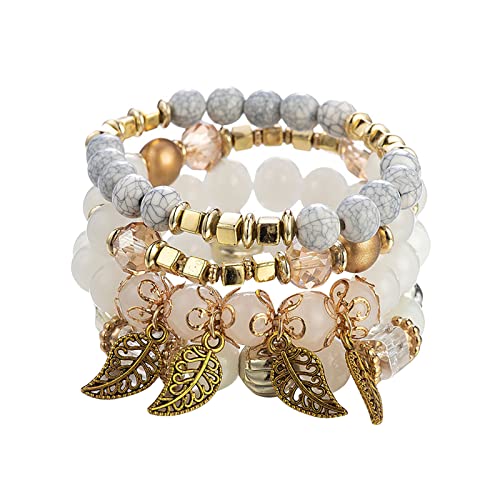 Armbänder für Frauen Stapelbare Perlenarmbänder Damen Herren Stretch Multilayer Armband Set Mehrfarbiger Schmuck von Fycakly