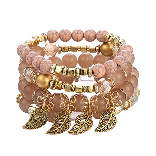 Armbänder für Frauen Stapelbare Perlenarmbänder Damen Herren Stretch Multilayer Armband Set Mehrfarbiger Schmuck von Fycakly