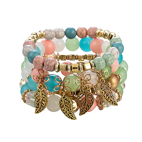 Armbänder für Frauen Stapelbare Perlenarmbänder Damen Herren Stretch Multilayer Armband Set Mehrfarbiger Schmuck von Fycakly