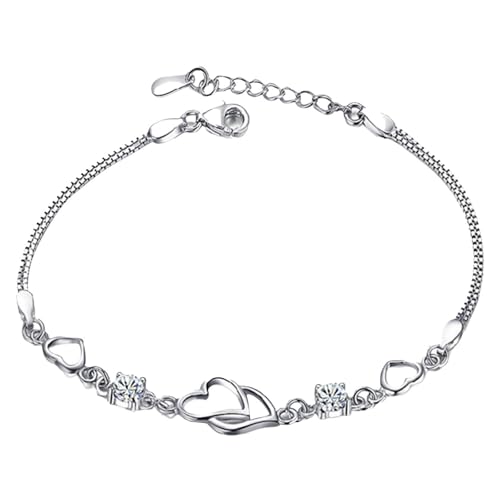 Armband Damen 925 Silber Armband verstellbar Armreif Herz Armbänder für Frauen Mädchen Zirkonia Geburtsstein 1 von Fycakly