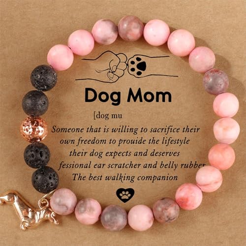 Armband Damen Armband für Hundeliebhaber, für Männer und Frauen, Steinperlen mit Welpen-Charm, elastisch, dehnbar, verstellbar, Schmuck den täglichen Gebrauch von Fycakly