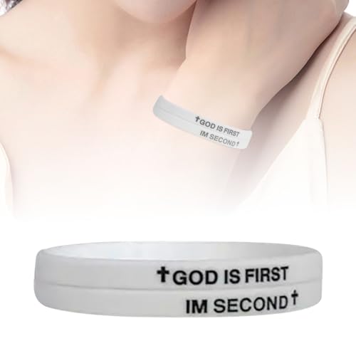 Armband Damen Gott ist das erste Armband, ich bin das zweite Gummiarmband, Motivationsarmband für Männer und Frauen von Fycakly