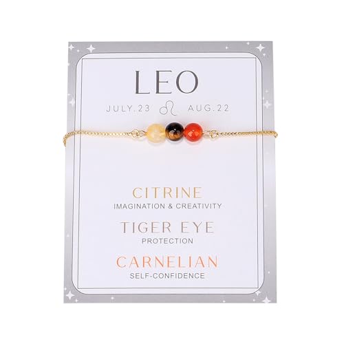 Armband Damen Ketten 12 Sternzeichen-Armbänder für Damen Herren, Naturstein-Armbänder, Edelstein-Sternzeichen-Kristalle, Perlenarmbänder, Geschenke von Fycakly