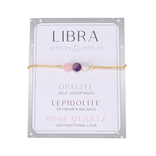 Armband Damen Ketten 12 Sternzeichen-Armbänder für Damen Herren, Naturstein-Armbänder, Edelstein-Sternzeichen-Kristalle, Perlenarmbänder, Geschenke von Fycakly