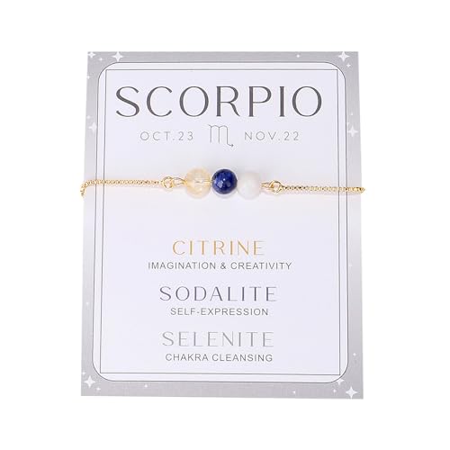 Armband Damen Ketten 12 Sternzeichen-Armbänder für Damen Herren, Naturstein-Armbänder, Edelstein-Sternzeichen-Kristalle, Perlenarmbänder, Geschenke von Fycakly