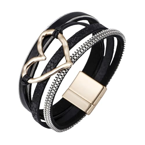 Armband Damen Ketten An meine Tochter Herz Armband Bohemian Layer Lederarmbänder für Frauen Männer Weihnachten Geburtstagsgeschenk Farbe Seil gewebtes von Fycakly