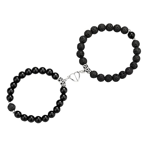Armband Damen Magnete ziehen Liebespaar-Armbänder Armbänder an. Naturstein-Armband, einfacher Schmuck für Damen Herren, modisches klassisches Armband-Set von Fycakly