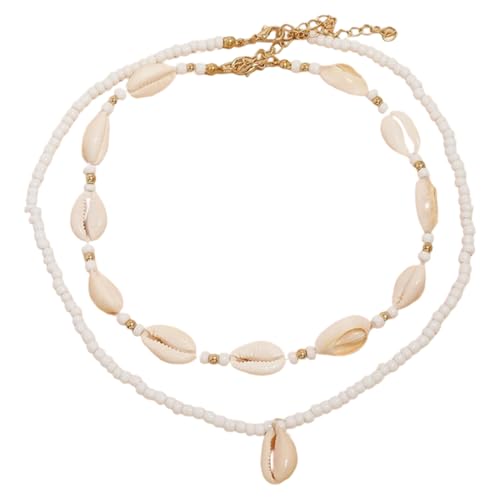 Damen Halskette Einzigartige Halskette für Frauen, täglicher Strand-Charm-Anhänger, modischer Schmuck, Perlen-Mehrlagen-Accessoires mit Natur für den alltäglichen Stil von Fycakly