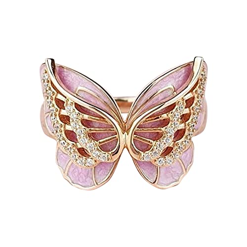 Damen-Schmetterlingsring, Verlobungsringe, Statement-Ringe für alle Frauen-Weihnachtsgeschenke (6) von Fycakly