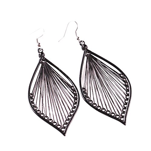 Earings Herren Nieten Blatt baumeln 1pair. com Legierung Mode Ear-Ear-Ohrringe Alltagskleidung (Black, One Size) von Fycakly