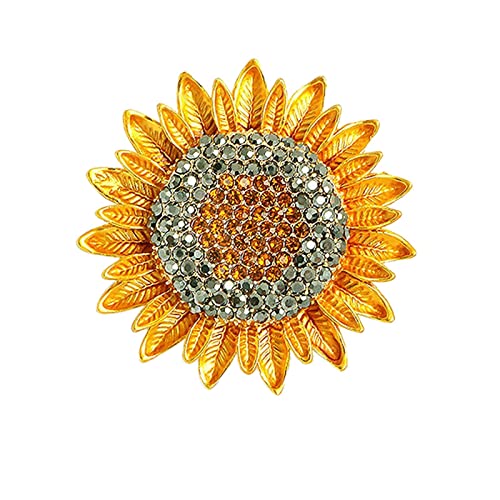 Emaille Sonnenblume Strass Brosche Set Brosche Mode Kragen Pin Accessoire Corsage Abzeichen Männer Frauen Schmuck 1pc Blumen Anstecknadeln Elegant (Orange, One Size) von Fycakly