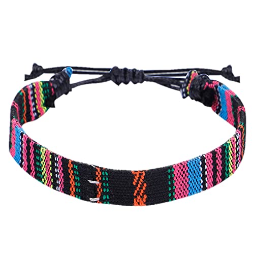 Fycakly Armband Damen Farbe Seil gewebt Armband verstellbar Boho Surfer für Männer Frauen dünne Seil handgefertigt Strand buntes von Fycakly