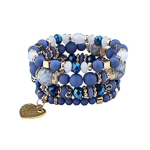 Fycakly Armband Damen Stapelbare Perlenarmbänder Damen Herren Stretch Multilayer Armband Set Mehrfarbiger Schmuck von Fycakly