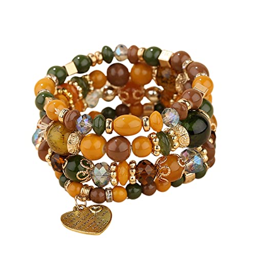 Fycakly Armband Damen Stapelbare Perlenarmbänder Damen Herren Stretch Multilayer Armband Set Mehrfarbiger Schmuck von Fycakly