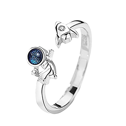 Fycakly Astronautenpaar Ein Paar Ringe für Männer FrauenVerstellbarer Öffnungsring (B, A) von Fycakly