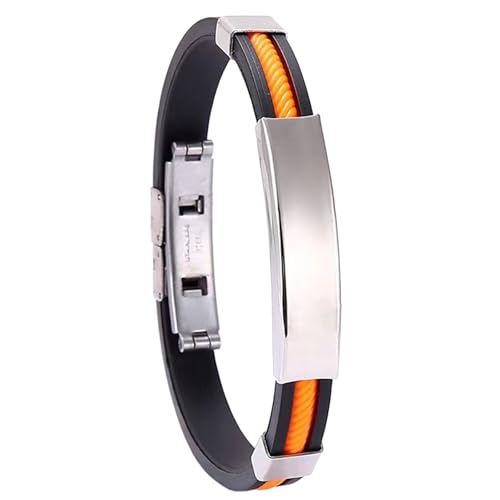 Fycakly Damen Armband Armreif-Set aus Titanstahl und Silikonarmband mit individueller Gravur für Herren – Design mit Namen/Zitat – Robuster Edelstahl und flexibles Silikon – Unisex-Modeaccessoires von Fycakly