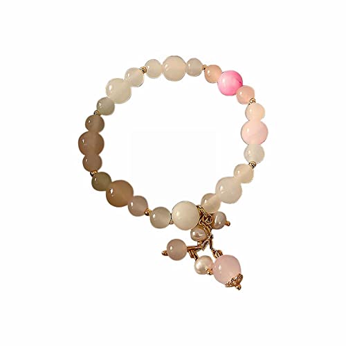 Fycakly Damen Armband Natürliche Erdbeer-Edelstein-Perlen-Armbänder für Mädchen, Design-Sense-Kristallarmband, Erdbeerkristall, Buddha-, Mädchen, Handschnur, Temperament, Schmuck von Fycakly