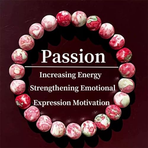 Fycakly Damen Charm-Armband Handgemachtes Armband aus Regenstein in Rot, polierter elastischer Linie, modisches Damenarmband von Fycakly
