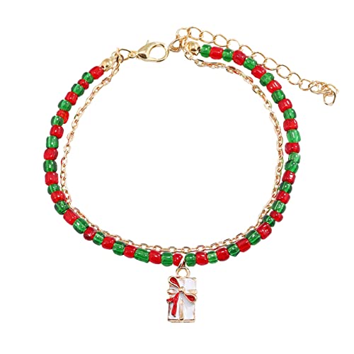 Fycakly Damen Charm-Armband Weihnachtsarmbänder Kreative Armbänder Glockenlegierungsarmbänder Weiße Kann die Größe des anpassen Damengeschenke Kinderarmbänder Weihnachtsbaum von Fycakly