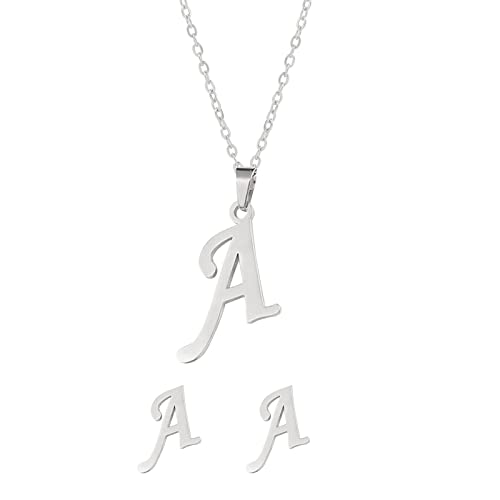 Fycakly Damen Halskette Stahl Set Schmuck Edelstahl Anhänger Schmuck Ohrringe Unisex englische Buchstaben nicht leicht zu verblassende Halskette Fycakly Damen Halskette Stahl Set Schmuck Edelstahl Anhänger Schmuck Ohrringe Unisex englische Buchstaben nicht leicht zu verblassende Halskette von Fycakly