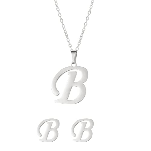 Fycakly Damen Halskette Stahl Set Schmuck Edelstahl Anhänger Schmuck Ohrringe Unisex englische Buchstaben nicht leicht zu verblassende Halskette Fycakly Damen Halskette Stahl Set Schmuck Edelstahl Anhänger Schmuck Ohrringe Unisex englische Buchstaben nicht leicht zu verblassende Halskette von Fycakly