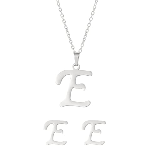 Fycakly Damen Halskette Stahl Set Schmuck Edelstahl Anhänger Schmuck Ohrringe Unisex englische Buchstaben nicht leicht zu verblassende Halskette von Fycakly