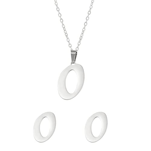 Fycakly Damen Halskette Stahl Set Schmuck Edelstahl Anhänger Schmuck Ohrringe Unisex englische Buchstaben nicht leicht zu verblassende Halskette Fycakly Damen Halskette Stahl Set Schmuck Edelstahl Anhänger Schmuck Ohrringe Unisex englische Buchstaben nicht leicht zu verblassende Halskette von Fycakly