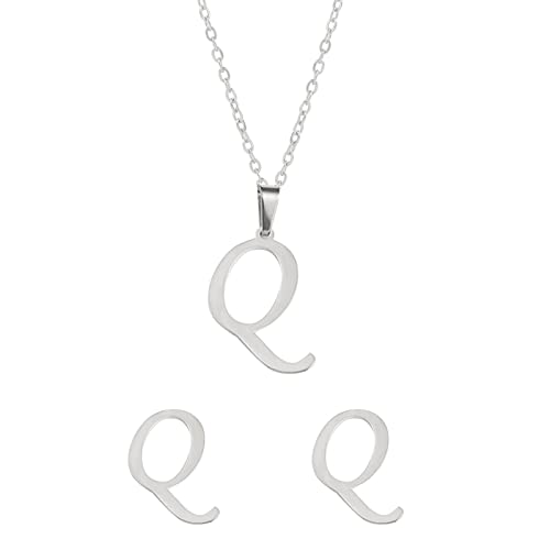 Fycakly Damen Halskette Stahl Set Schmuck Edelstahl Anhänger Schmuck Ohrringe Unisex englische Buchstaben nicht leicht zu verblassende Halskette von Fycakly