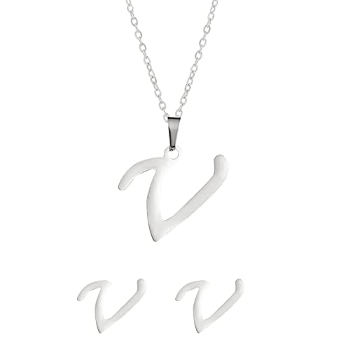 Fycakly Damen Halskette Stahl Set Schmuck Edelstahl Anhänger Schmuck Ohrringe Unisex englische Buchstaben nicht leicht zu verblassende Halskette Fycakly Damen Halskette Stahl Set Schmuck Edelstahl Anhänger Schmuck Ohrringe Unisex englische Buchstaben nicht leicht zu verblassende Halskette von Fycakly