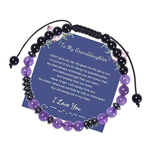 Fycakly Gliederarmband An meine Enkelin Code-Armband I You Code-Armbänder, verstellbare Perlen für Geburtstag, Weihnachten, Thanksgiving von Fycakly