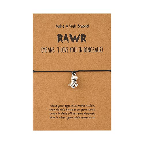 Fycakly Gliederarmband Personalisiertes Wunsch-Armband mit kleinem Dinosaurier-Charm-Schmuck, Legierung, gewebte Karte von Fycakly