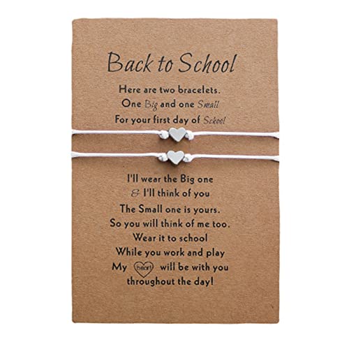 Fycakly Glitzerndes Bettelarmband 2 STÜCKE Armband Zurück Zur Schule Geschenk Armband Plus Karte Zurück Zur Schule Geschenke Mutter Tochter Set Für 2 Erster Schultag Mama Ich Armbänder Für Mutter von Fycakly