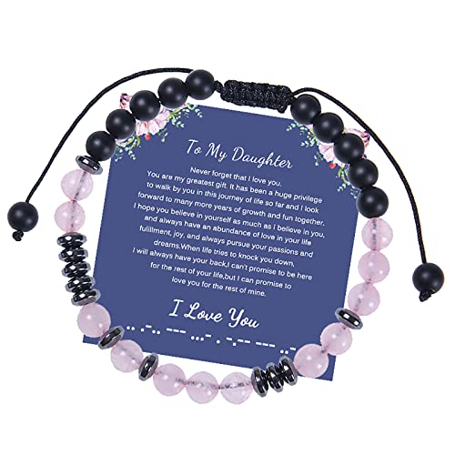 Fycakly Glitzerndes Bettelarmband An meine Tochter Enkelin Code Armband 6MM Crystal Frosted Stone Armband von Fycakly