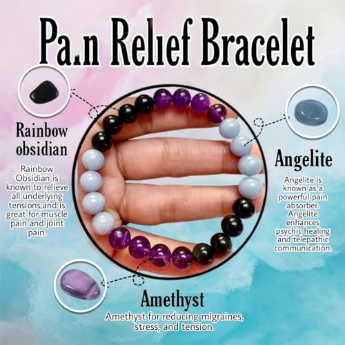 Fycakly Glitzerndes Bettelarmband Armband aus natürlichem Amethyststein für Männer und Frauen gegen Stress und Angst, verstellbar,Energie-Kristallperlen, Schmuck für den täglichen Gebrauch von Fycakly