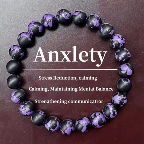 Fycakly Glitzerndes Bettelarmband Charoit 8 mm Rondelle glatt 7 Zoll natürliche Edelsteine Perlenarmbänder für Männer Frauen Kristall Stretch Perlenarmband Unisex von Fycakly