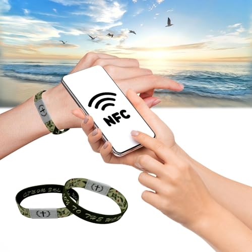 Fycakly Glitzerndes Bettelarmband Tragbares Armband, Armbänder mit NFC-Armbändern, Armband mit täglichem Vers, inspirierender Versschmuck für Männer, Frauen und Teenager von Fycakly