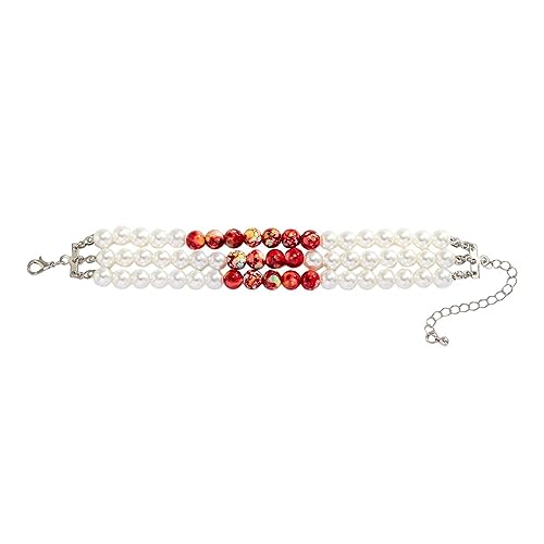 Fycakly Glitzerndes Bettelarmband Tropfendes Blut, Imitationsperlen, Halloween-Party-Armband, Damen-Party-Kostüm, personalisierte runde Perlen, mehrlagige Retro-Gothic-Stil, bluttropfende Quaste von Fycakly