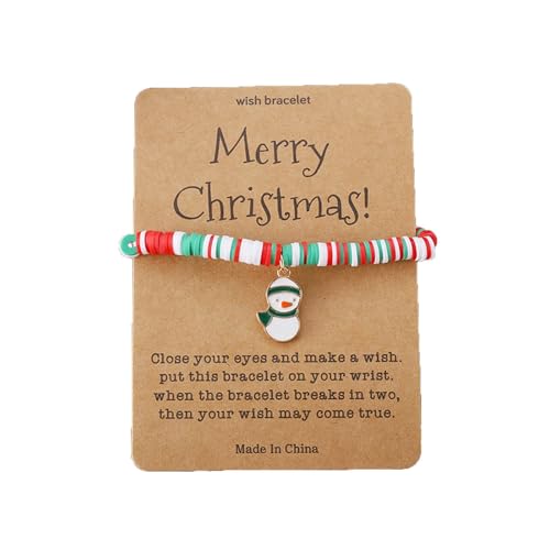 Fycakly Glitzerndes Bettelarmband Weihnachtsarmband Karte Frohe Weihnachten Wunscharmband Stapelbare Weihnachtsperlenarmbänder Weihnachtsarmband Schmuck für Mama Tochter Schwester von Fycakly