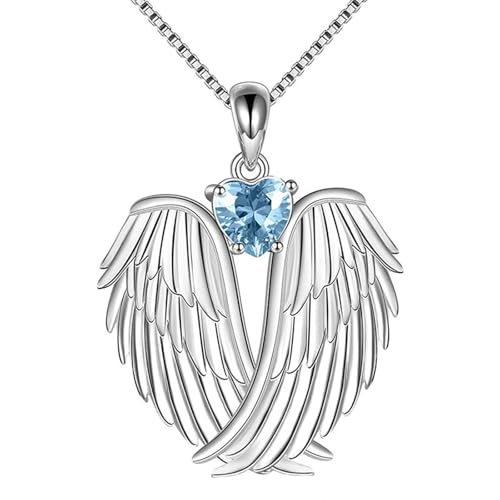 Fycakly Kette Damen Engelsflügel-Halskette, Engelsflügel-Anhänger, Halskette mit Geburtsstein, Damen-Schmuckgeschenk von Fycakly