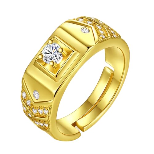 Fycakly Moissanit Verstellbarer Ring für Frauen Ehering Stapelbarer Versprechensschmuck Elegante zierliche feine Modeaccessoires Modisch Ringe Damen (Orange, 5X5CM) von Fycakly