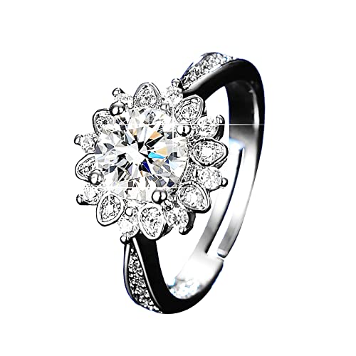 Fycakly Moissanite Solitaire Ring Round For Women Made Silber 925 Weeding With Platinums Plated Promise Ring Imitation Verlobungsringe von Fycakly