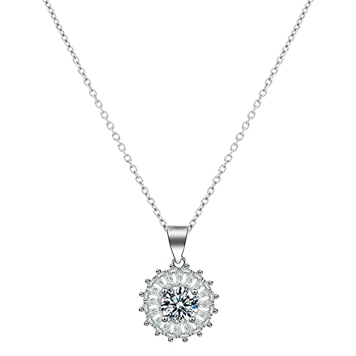 Fycakly Schmuck Moissanite Sun Flower Halskette Anhänger Hochzeit Halskette Schlüsselbein Kette Damen von Fycakly