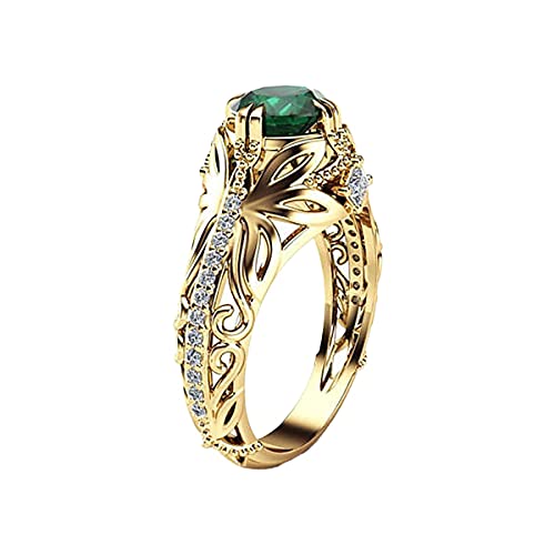 Fycakly Zirkonmoden Strass Grün-goldene Juwelier-Ringe für Eheringe von Fycakly